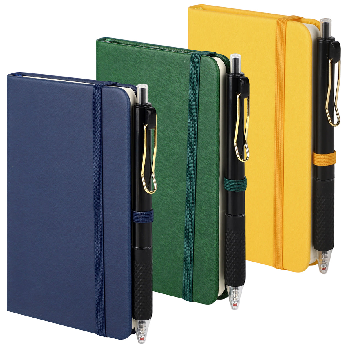 Notivva Pocket Notebook Journal with Pens Small Mini Lined Journal Notebook,3.5 x 5.5 Inch A6 Leather Hardcover College Ruled Notepad with Pen Holder for Work, Business, Travel, Office, 3 Colors