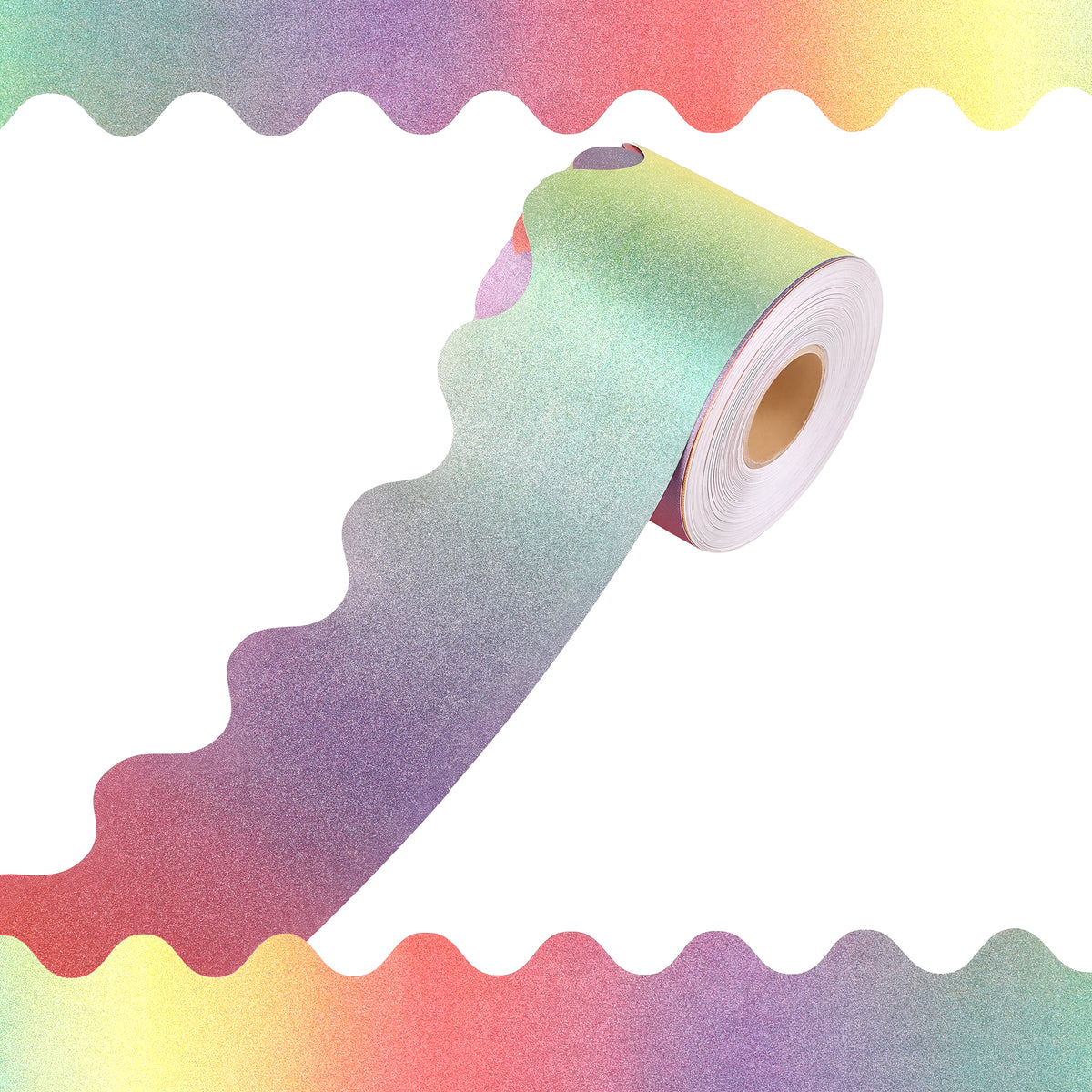 Notivva Multicolor Glitter Scalloped Bulletin Board Borders Trim Roll,Multicolor Sparkle, Scalloped Edge, Cuttable Length, Versatile Decor for Classroom, Bulletin Board, Party, Office Display
