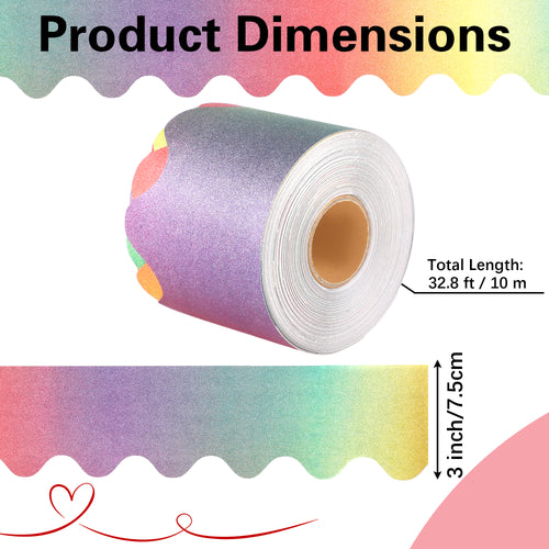 Notivva Multicolor Glitter Scalloped Bulletin Board Borders Trim Roll,Multicolor Sparkle, Scalloped Edge, Cuttable Length, Versatile Decor for Classroom, Bulletin Board, Party, Office Display